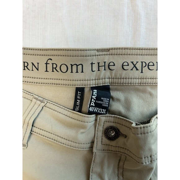 prAna Slim Fit Pants Mens 40x32 Brown Flat Front Nylon Stretch Outdoor - Picture 2 of 4